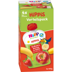 HiPP Bio Hippis Erdbeere-Banane in Apfel ab 1 Jahr - Vorteilspack 4 x 100 g 