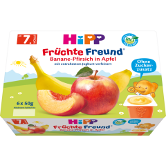 HiPP Bio Früchte Freund Banane-Pfirsich in Apfel ab 7. Monat 6 x 50 g 