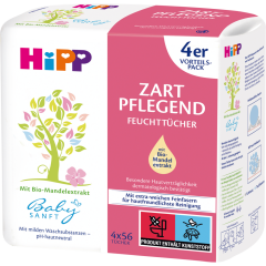 HiPP Babysanft Feuchttücher Zart Pflegend - Vorteilspack 4 x 56 Stück 