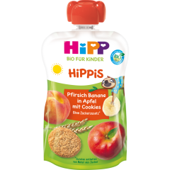 HiPP Bio Hippis Pfirsich-Banane in Apfel mit Cookies ab 1 Jahr 100 g 