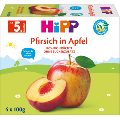 HiPP Bio Frucht-Pause Pfirsich in Apfel nach 4. Monat 4 x 100 g 