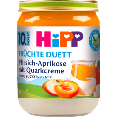 HiPP Bio Früchte Duett Pfirsich-Aprikose mit Quarkcreme ab 10. Monat 160 g 