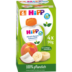 HiPP Bio Pfirsich Banane mit Kokosmilch ab dem 6. Monat 4 x 90 g 