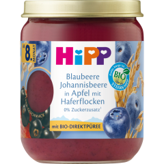 HiPP Bio Blaubeere Johannisbeere in Apfel mit Haferflocken ab 8. Monat 160 g 
