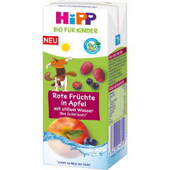 HiPP Bio für Kinder rote Früchte in Apfel mit stillem Wasser 200 ml 