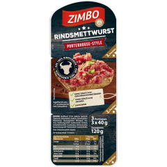 Zimbo Rindsmettwurst Porterhouse-Style 3 x 40 g 