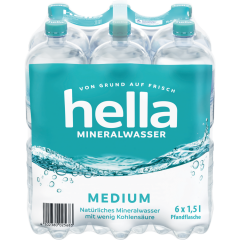 hella Mineralwasser Medium - 6-Pack 6 x 1,5 l 