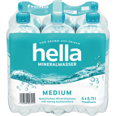 hella Mineralwasser Medium - 6-Pack 6 x 0,75 l 