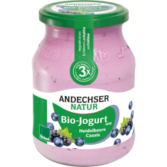 Andechser Natur Bio Jogurt mild Heidelbeere Cassis 3,8 % Fett 500 g 