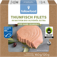 followfood MSC Thunfisch Filets in nativem Bio-Olivenöl extra 160 g 