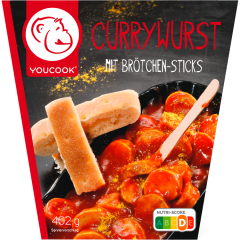 YOUCOOK Currywurst mit Brötchen-Sticks 402 g 