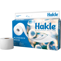 Hakle Klassisch Weiss Toilettenpapier 3-lagig 8 x 150 Blatt 