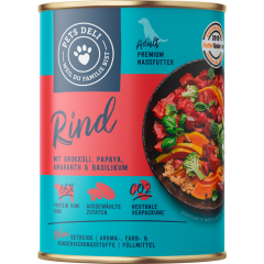 Pets Deli Premium Nassfutter Rind mit Brokkoli, Papaya, Amaranth & Basilikum für Hunde 400 g 