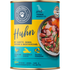 Pets Deli Premium Nassfutter Huhn mit Karotte, Quinoa, Zucchini & Nachtkerzenöl für Hunde 400 g 
