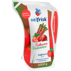 Velfrisk Joghurt mild Erdbeere/Rhabarber 3,7 % Fett 1 kg 