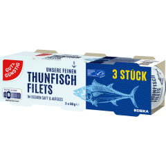 GUT&GÜNSTIG Thunfischfilets in eigenem Saft, 3er Pack 3x80g 