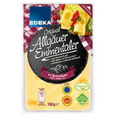 EDEKA Allgäuer Emmentaler g.U. in Scheiben 45% Fett i. Tr. 150g 