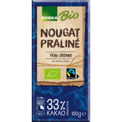 EDEKA Bio Fairtrade Edelvollmilchschokolade mit Nougat Praliné Füllung 100 g 