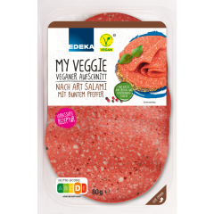 EDEKA My Veggie Veganer Aufschnitt nach Art Salami mit buntem Pfeffer 80 g 