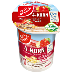 GUT&GÜNSTIG 4-Korn-Fruchtjoghurt Erdbeer-Rhabarber 1,5 % Fett 250 g 