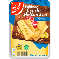 GUT&GÜNSTIG Mittelalter Gouda Holland in Scheiben 48% Fett i. Tr. 300 g 