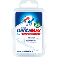 elkos DentaMax 2in1 Zahnseidesticks ungewachst 64 Stück 