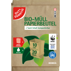 GUT&GÜNSTIG Bio-Müll Papierbeutel 10 Liter 20 Stück 