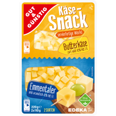 GUT&GÜNSTIG Käsesnack-Würfel Butterkäse und Emmentaler 45% Fett i. Tr. 2 x 110 g 