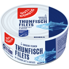 GUT&GÜNSTIG Thunfischfilets in eigenem Saft und Aufguss 195 g 