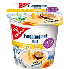 GUT&GÜNSTIG Laktosefreier Fruchtjoghurt 3,8% Fett Pfirsich-Maracuja 150 g 
