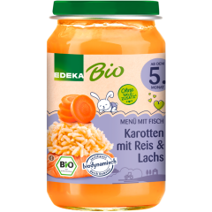 EDEKA Bio Karotten mit Reis & Lachs 190 g 