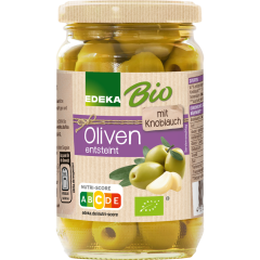 EDEKA Bio Grüne Oliven, entsteint, gefüllt mit Knoblauch 350 g 