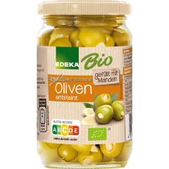EDEKA Bio Grüne Oliven, entsteint, gefüllt mit Mandeln 350 g 