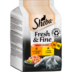 Sheba Fresh und Fine mit Huhn und Truthahn Katzenfutter 6 x 50 g 