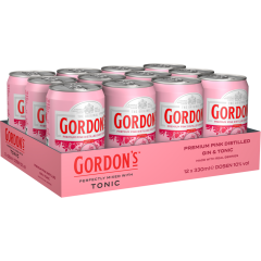 GORDON'S Premium Pink distilled Gin & Tonic 10 % vol. - Tray 12 x          0.330L 