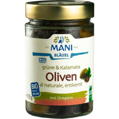 MANI Bio Grüne & Kalamata Oliven al naturale 175 g 