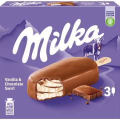 Milka Vanilla und Chocolate Swirl Stieleis 3 x 90 ml 