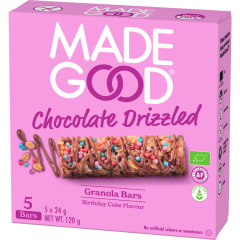 MadeGood Bio Chocolate Drizzeld Granola Bars Birthday Cake Flavour 5 x 24 g 