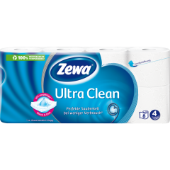 Zewa Ultra Clean Toilettenpapier 4-lagig 8 x 135 Blatt 