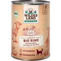 Wildes Land Bio Hund Nassfutter Rind mit Kartoffeln, Karotten und Mangold 400 g 