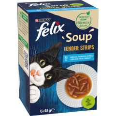 Purina felix Soup Tender Strips Geschmacksvielfalt aus dem Wasser 6 x 48 g 
