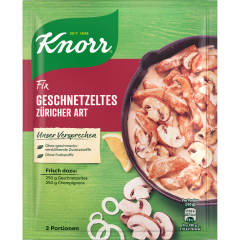 Knorr Fix Geschnetzeltes Züricher Art für 2 Portionen 