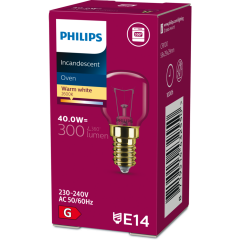 Philips Backofenlampe T29 E14 klar 40W 
