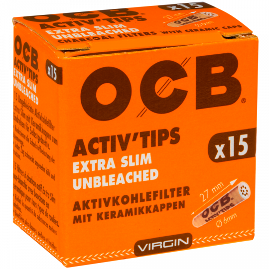 OCB Activ Tips Extra Slim Unbleached 15 Stück 