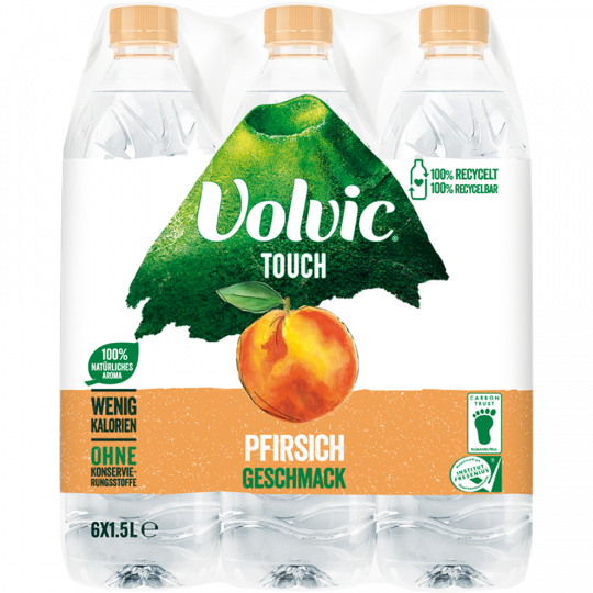 Volvic Touch Pfirsich-Geschmack 1,5 l - Klarsicht- / Packung 6 x          1.500L 