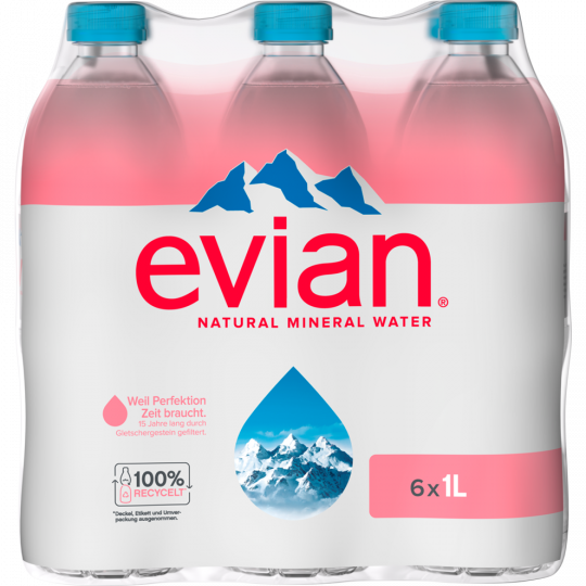 evian Premium Natural Mineralwasser - 6-Pack 6 x 1 l 