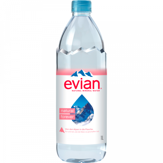 evian Premium Natural Mineralwasser 1 l 