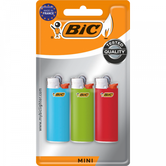 BIC Mini Feuerzeug Neutral 3 Stück 
