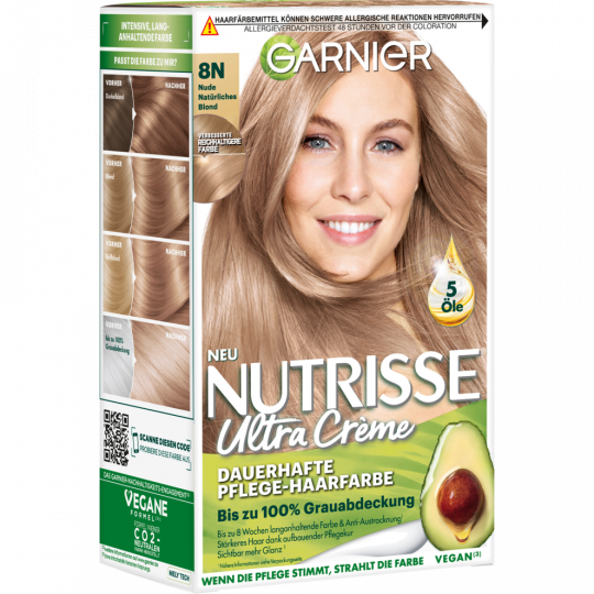 Garnier Nutrisse Creme Dauerhafte Pflege-Haarfarbe 8.132 nude medium blonde 