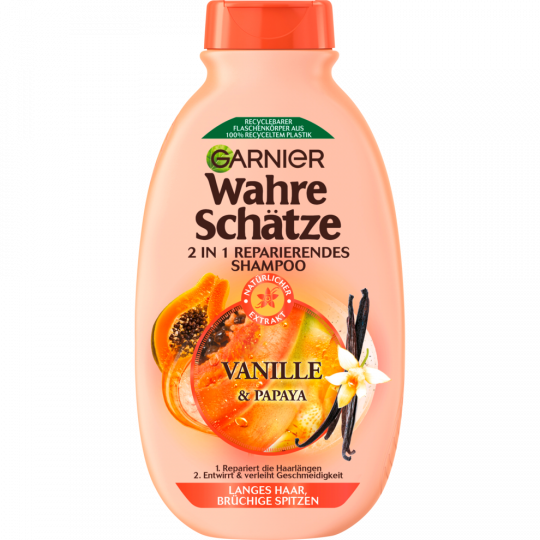 Garnier Wahre Schätze 2 in 1 Reparierendes Shampoo Vanille/Papaya 250 ml 